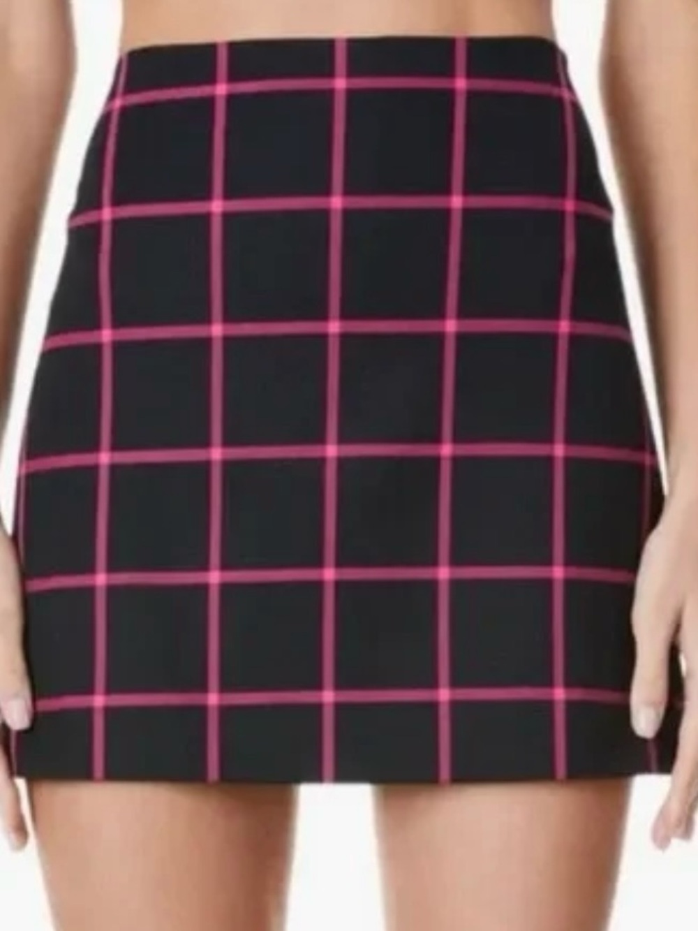 Alice + Olivia Black and Pink Plaid mini skirt - size 2